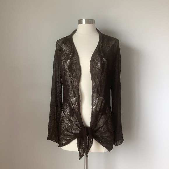 Eileen Fisher Linen Blend Lace Open Front Draped Cardigan MSRP$168 - Picture 10 of 15